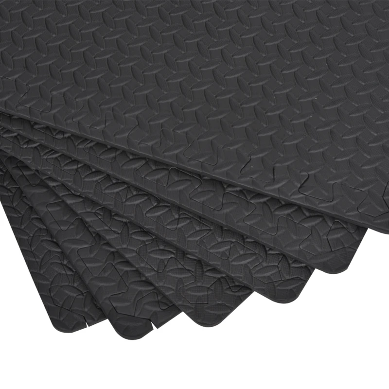 HOMCOM Puzzle Floor Mats Exercise Mat with Interlocking Tiles EVA Foam 23Sq Ft Protective Flooring for Gyms Kids Room Black