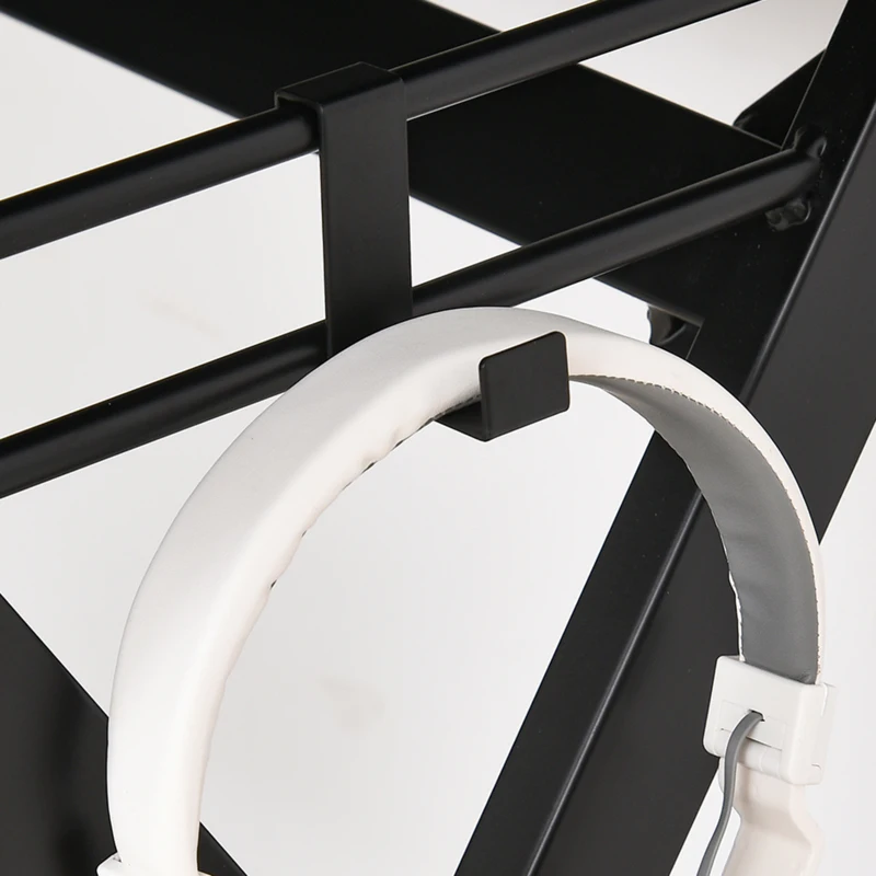 HOMCOM 47 inch/1.2M Gaming Computer Desk Writing Racing Table Workstation with Headphone Hook Curved Front Adjustable Feet for Home Office Use