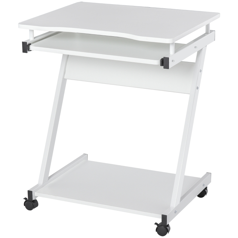 HOMCOM Schreibtisch Computertisch kompakt mit Tastaturablage 60 x 48 x 73cm Weiß