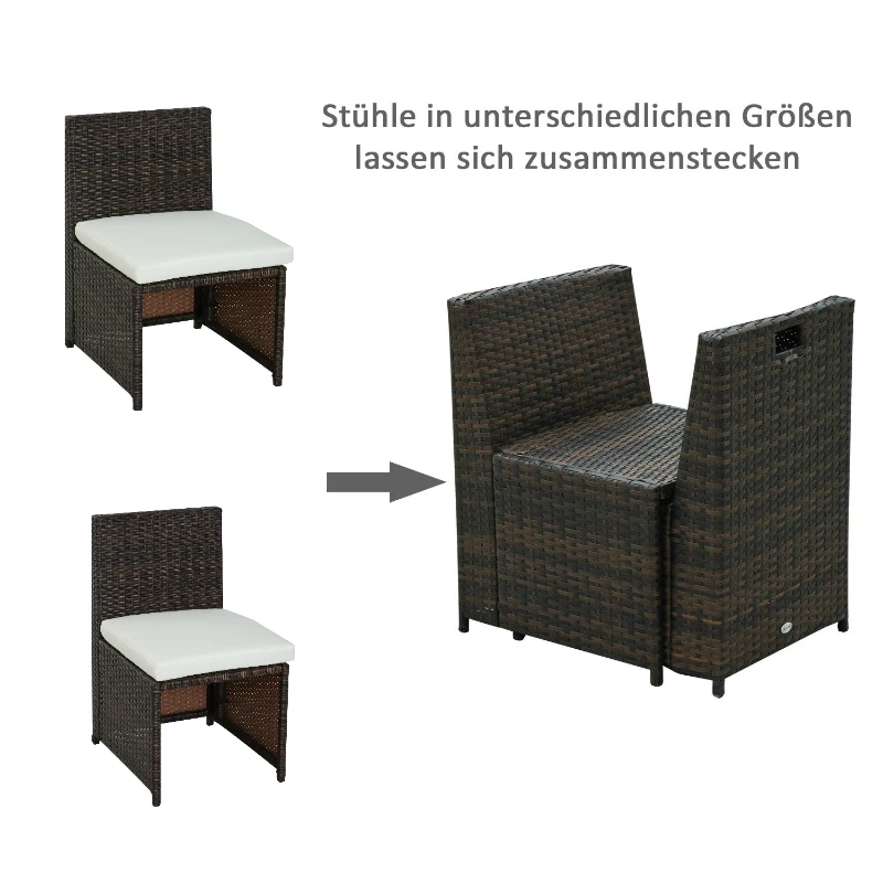 Outsunny 5-delig Poly-rotan tuinmeubelen tuinset rotan meubelen lounge