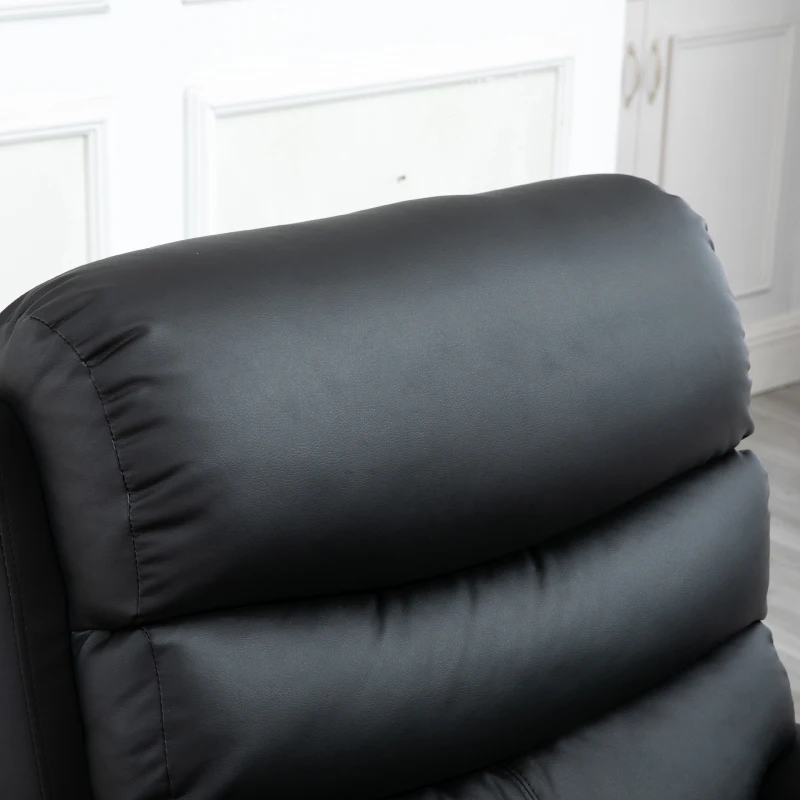 Homcom Fotoliu Relax cu spătar rabatabil și suport pentru picioare care se ridică din piele ecologică negru, 81x90x105cm