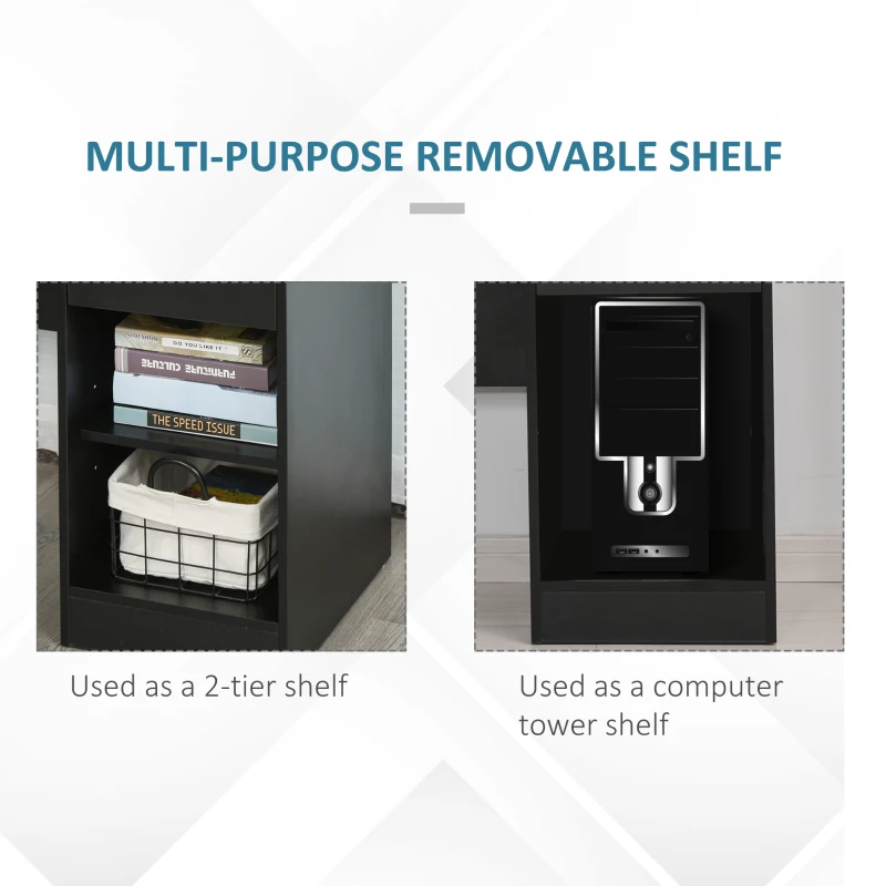 HOMCOM Modern Wooden Computer Desk Workstation with Keyboard Tray, Drawer & Monitor Stand for Home Office, Study