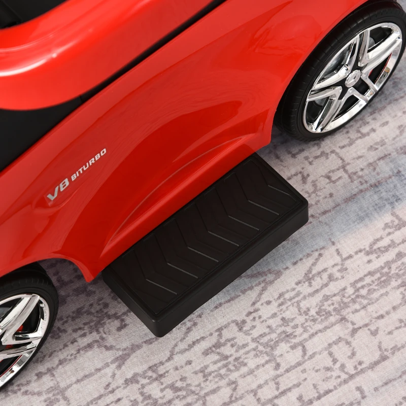 HOMCOM Compatible for Ride On Push Car w/ Storage Handle Steering Wheel Horn Footrest Cup Holder for Toddler Baby 12 - 36 Months Red Mercedes-Benz AMG C63