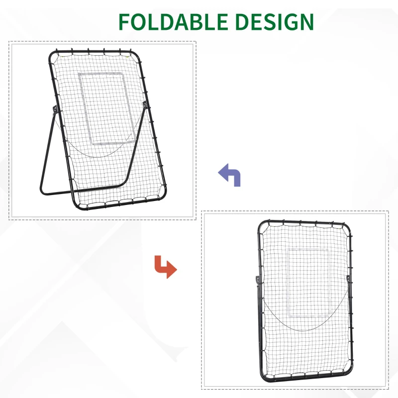 HOMCOM Foldable Football Rebounder Net, with Adjustable Angles - Black