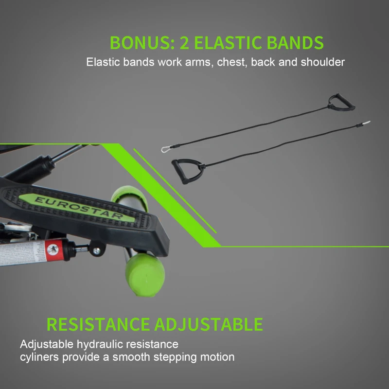 HOMCOM Stepper with Handle Workout Fitness Machine Pulling Rope Sport Exercise Home Gym