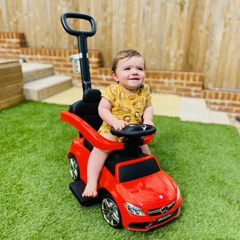 HOMCOM Compatible for Ride On Push Car w/ Storage Handle Steering Wheel Horn Footrest Cup Holder for Toddler Baby 12 - 36 Months Red Mercedes-Benz AMG C63