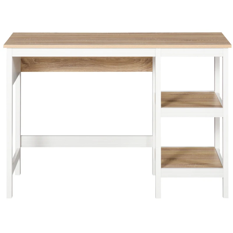 HOMCOM Computer Desk with Display Shelves Home Office Table Workstation, Oak and White Wood Grain