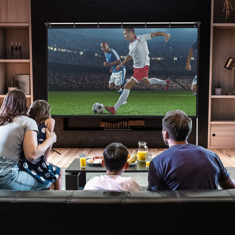 HOMCOM 100 inch Projector Screen and Stand, Portable Front & Rear Projection Screen, 4K HD 16:9 Screen for Outdoor and Indoor, Home Theater, Presentation