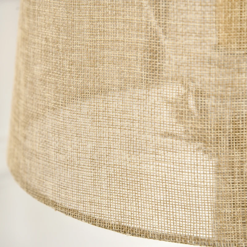 HOMCOM Nautical Table Lamp, Farmhouse Bedside Lamp with Knotted Rope and Fabric Lampshade for Bedroom, Study, Living Room, Beige