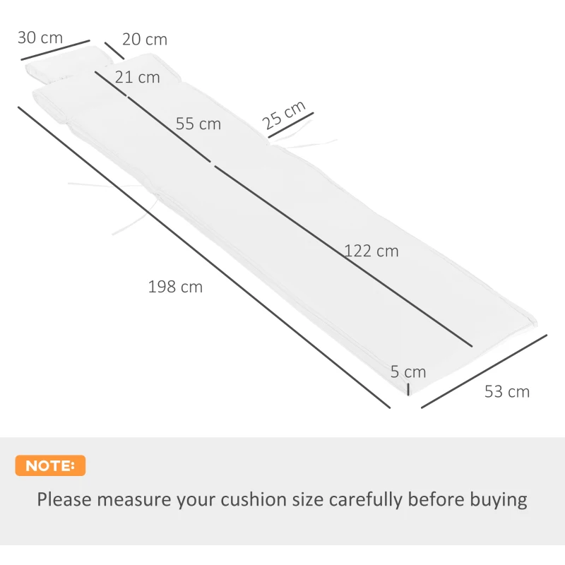 Outsunny Saltea pentru Sezlong Scaun pentru Soare de Gradina, Alb,Crem,198x53x5cm