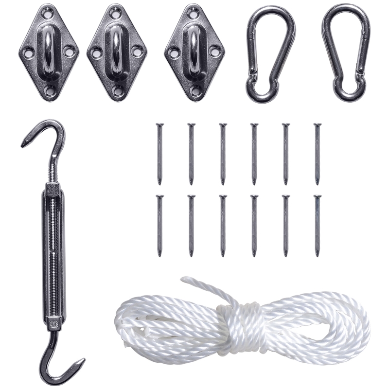 Outsunny Acessórios para Toldo Vela Corda Gancho Conjunto de Fixação Aço Inoxidável