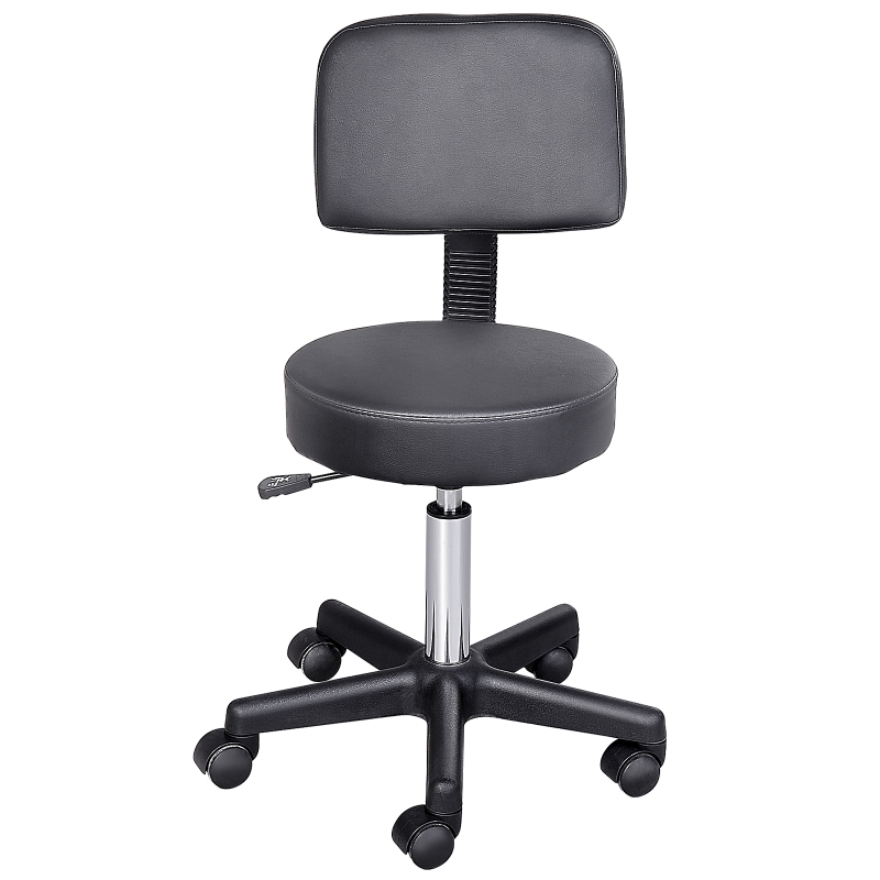 HOMCOM Tabouret Noir à Roulettes pour Professionels