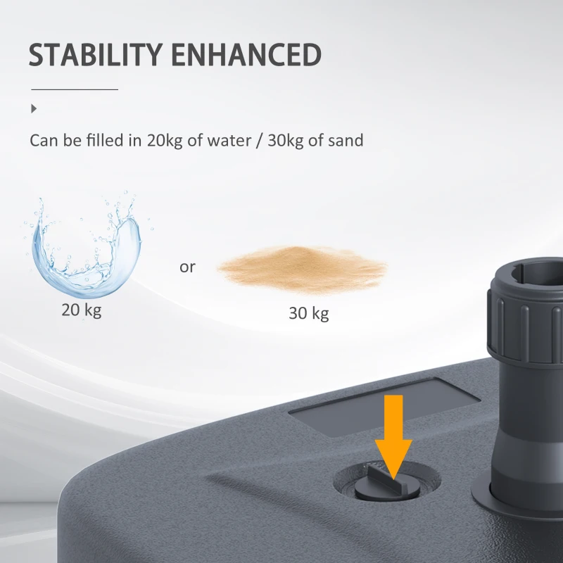 Outsunny Market Patio Umbrella Base Water or Sand Self-Filled Stand Black