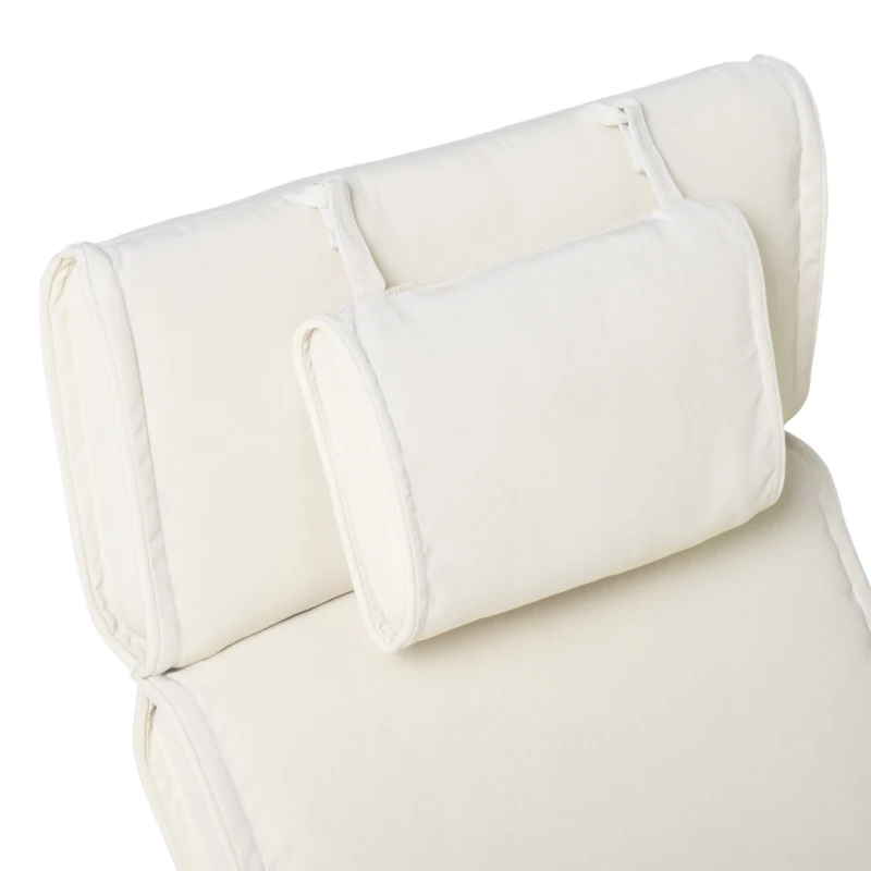 Outsunny Saltea pentru Sezlong Scaun pentru Soare de Gradina, Alb,Crem,198x53x5cm