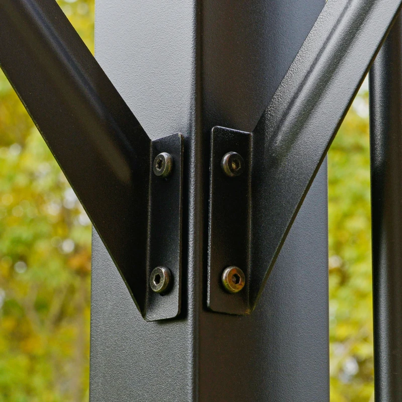 Outsunny Pergola rétractable 3L x 3l x 2H m structure métal époxy anticorrosion noir double toile polyester haute densité gris