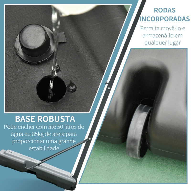 HOMCOM Tabela de Basquetebol Portátil Ajustável em Altura com Base Recarregável para Crianças e Adultos 86x165x302-352 cm Preto