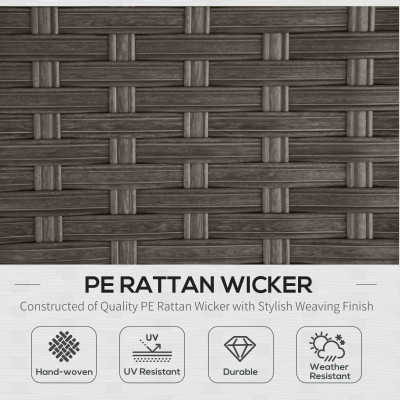 Outsunny 10PCs Garden Rattan Corner Dining Sofa Set 9-Seater Patio Furniture Set Glass Table Stools w/ Cushions & Pillow