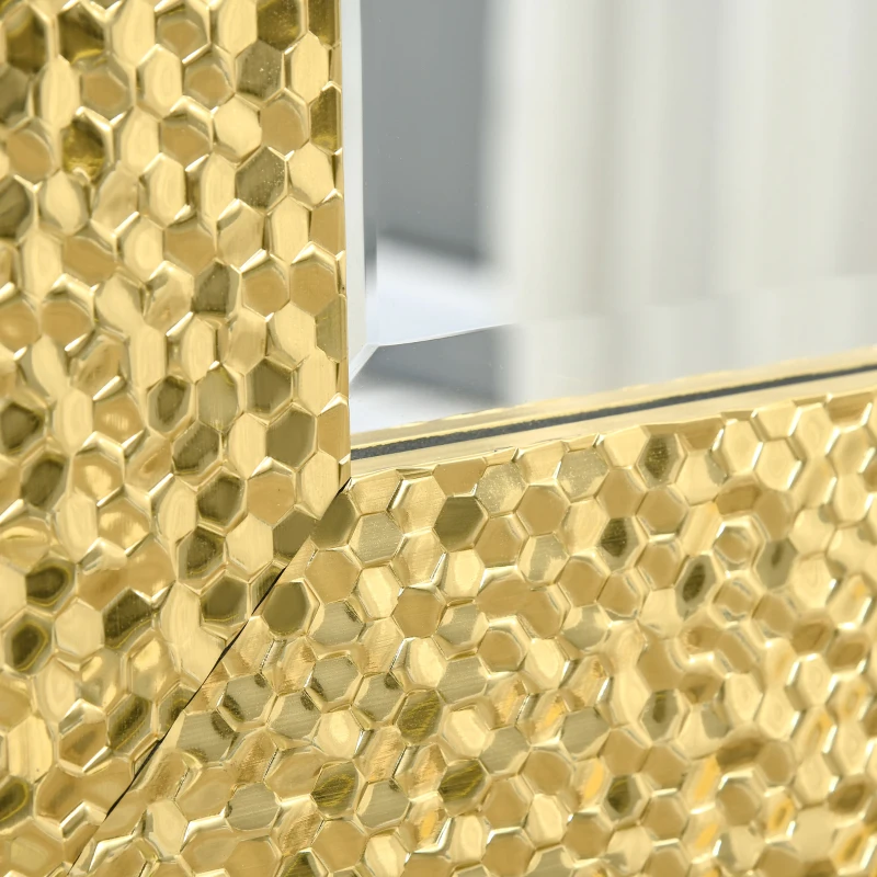 HOMCOM Espejo de Pared 80x60 cm Espejo Decorativo con Marco de Mosaico 3D Estilo Moderno Entrada Dorado