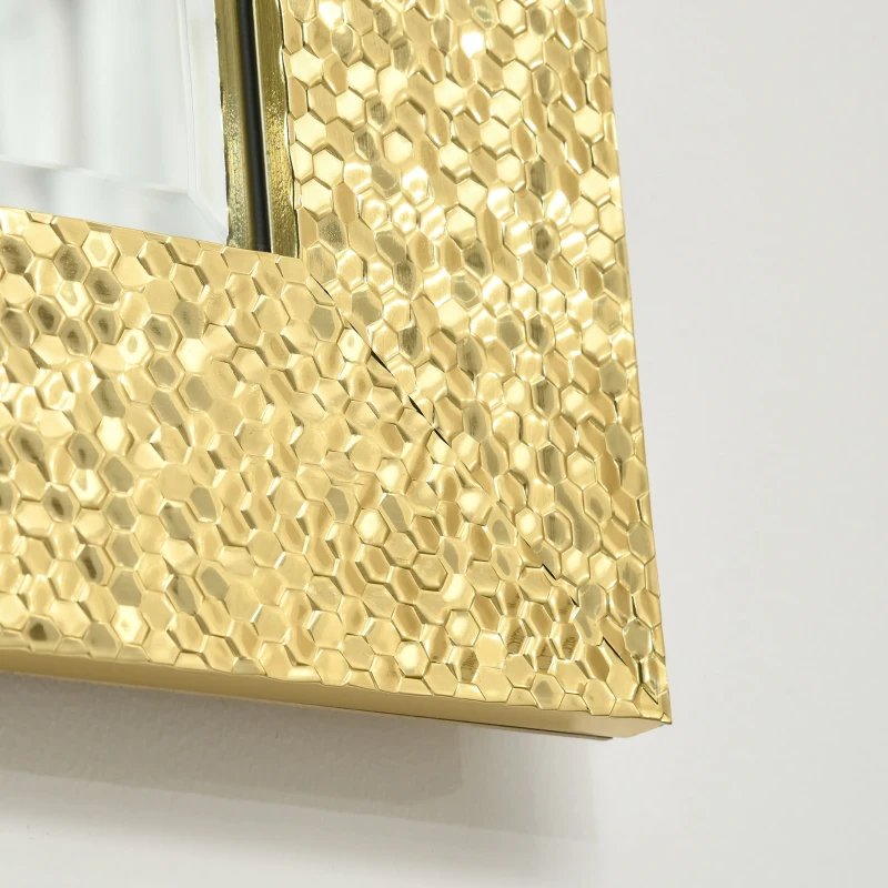 HOMCOM Espejo de Pared 80x60 cm Espejo Decorativo con Marco de Mosaico 3D Estilo Moderno Entrada Dorado