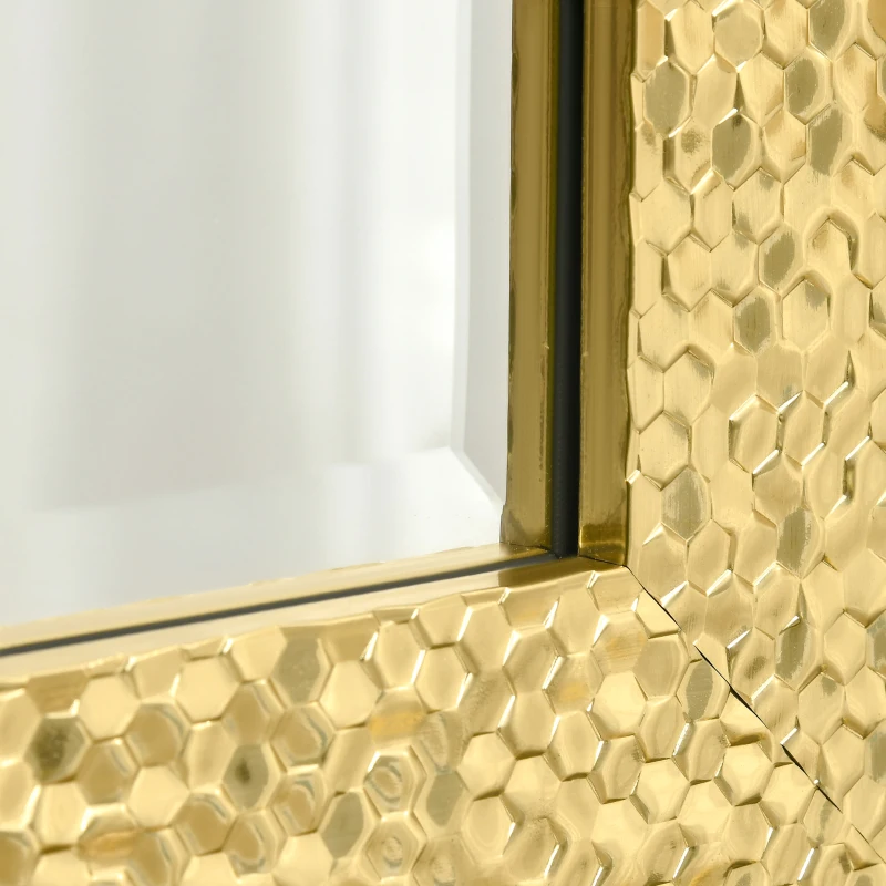 HOMCOM Espejo de Pared 80x60 cm Espejo Decorativo con Marco de Mosaico 3D Estilo Moderno Entrada Dorado
