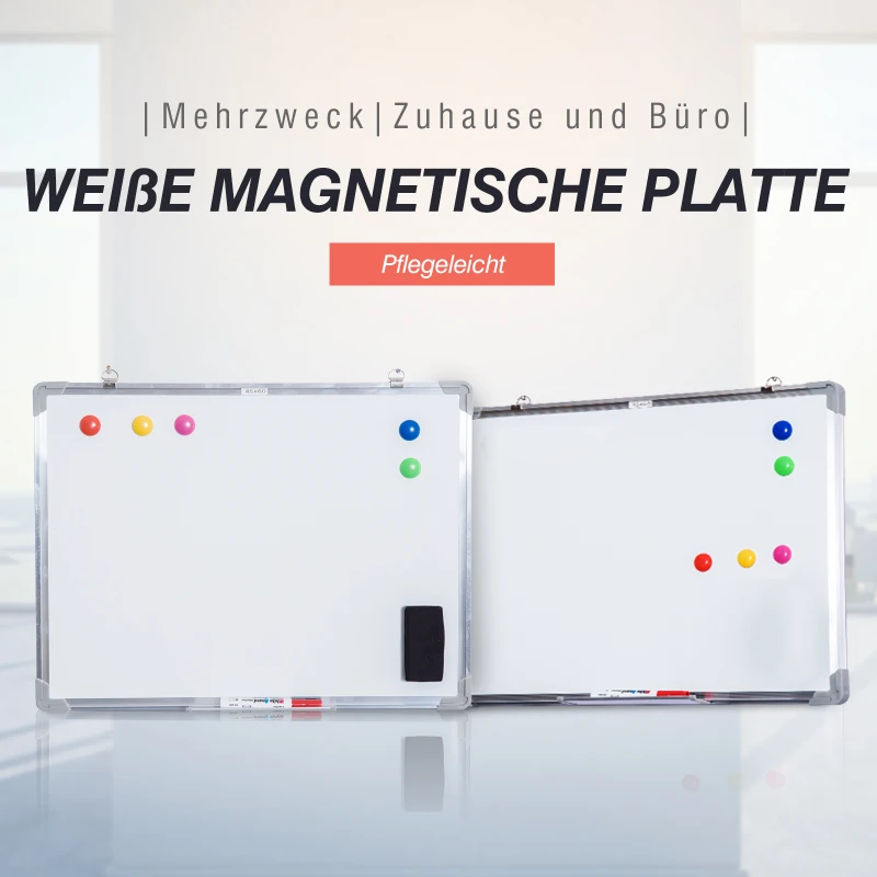 HOMCOM biała tablica whiteboard, tablica magnetyczna, tablica ścienna, tablica biała, rama aluminiowa, z akcesoriami