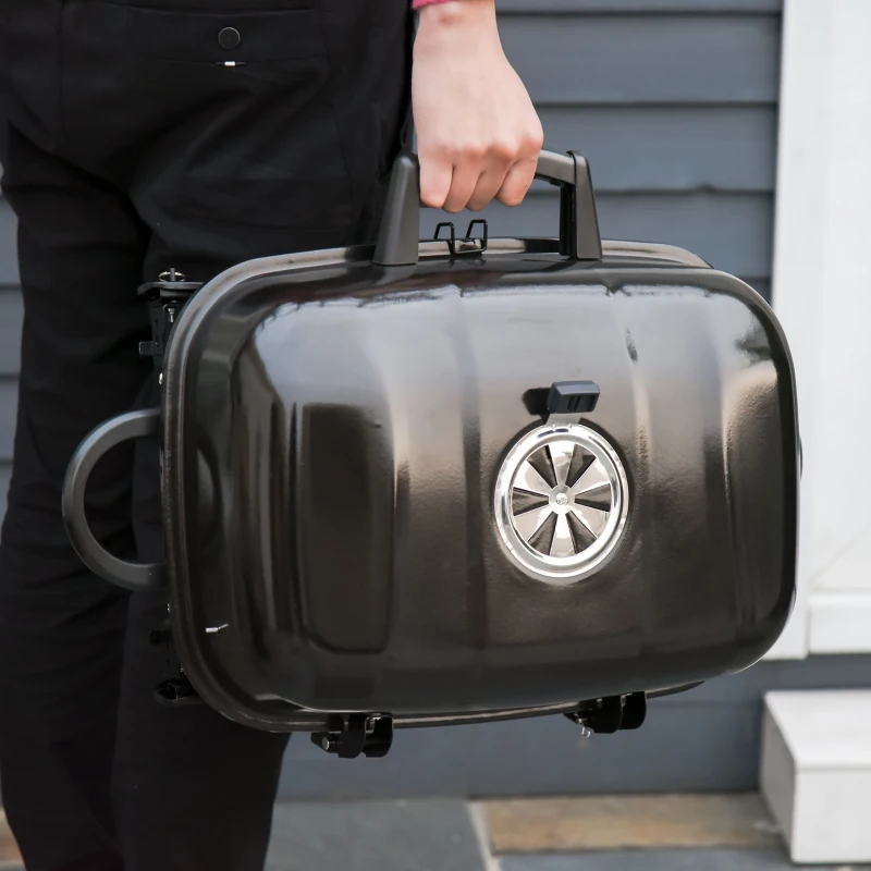 Outsunny Barbecue BBQ Grill de Masa cu Carbune Portabil Pliabil,Fier,Negru, 59x43x36cm