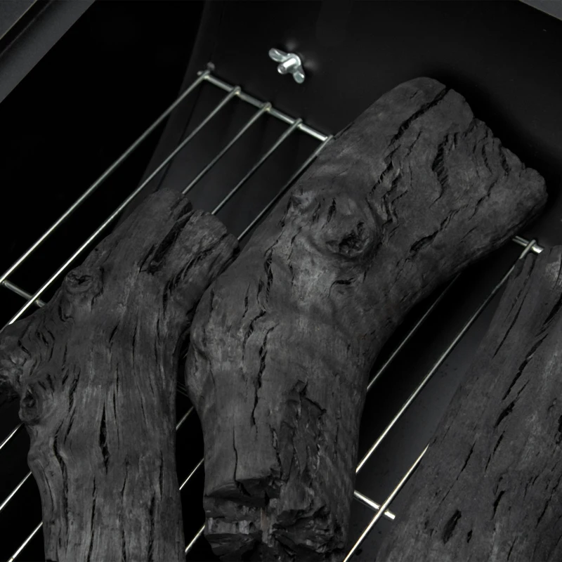 Outsunny Gratar din Otel cu 2 Grile Independente Negru 90cm x 45cm x 96cm