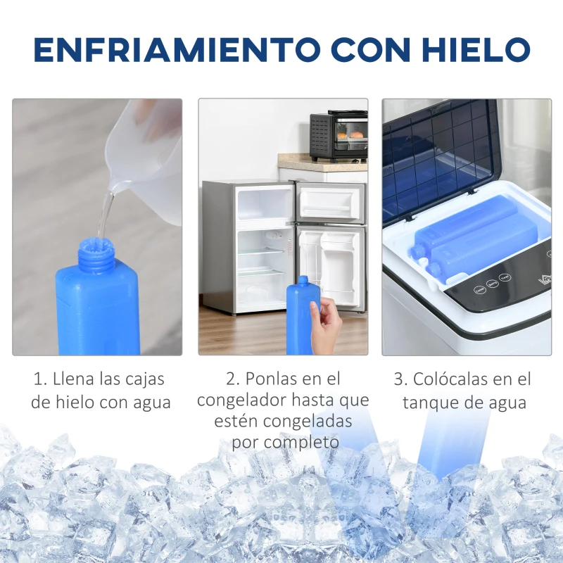 HOMCOM Enfriador de Aire con Ruedas 3 en1 Climatizador Humidificador con Depósito 4L Control Remoto 3 Modos 3 Velocidades Temporizador 7,5h y Pantalla LED Táctil 24,5x28x59 cm Blanco