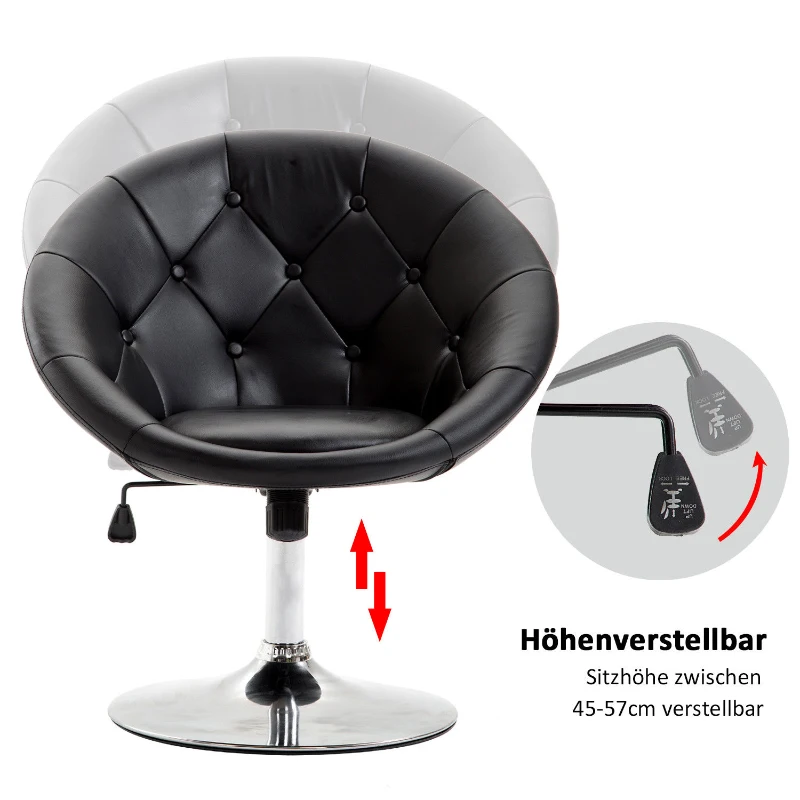 HOMCOM draaikruk kantoorstoel werkkruk verchroomd draaistoel in hoogte verstelbaar 2 kleuren