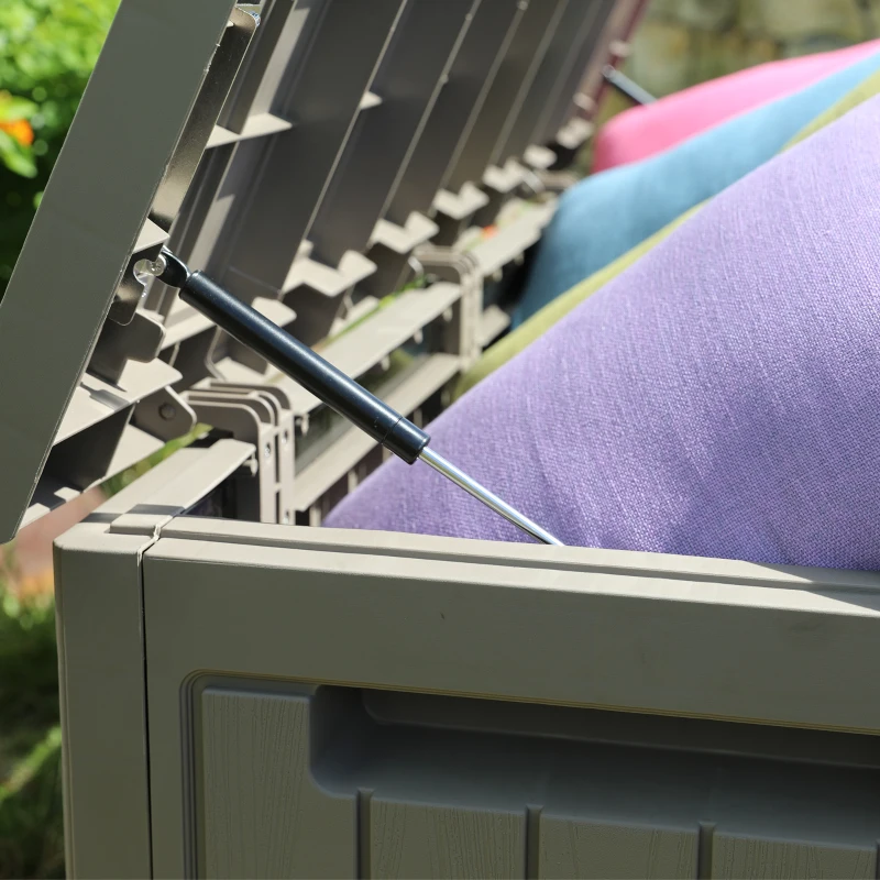 Outsunny Baúl de Almacenamiento Exterior 290L con Asas y Ruedas Incorporados Candado Arcón para Patio Jardín Piscina Carga Máx. 50 kg 124x52,5x56,5 cm Gris Claro