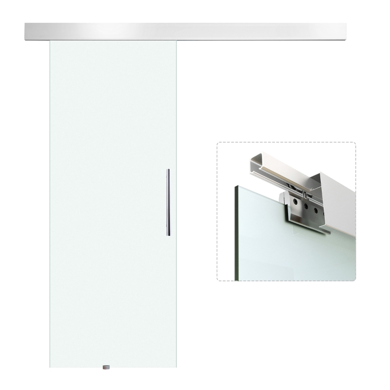 HOMCOM glazen schuifdeur schuifdeur kamerdeur met handgreep aan één zijde gesatineerd 2050 x 900 mm