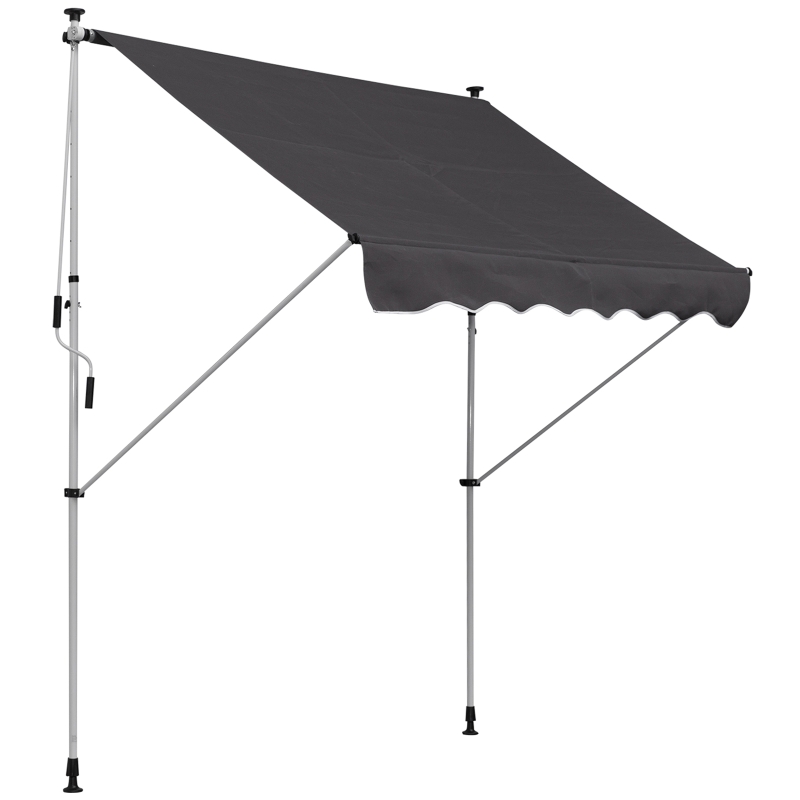 Outsunny Toldo Portátil para Balcón o Porche 200x150x170-280 cm con Manivela Altura Ajustable Instalación Sin Herramientas Color Gris