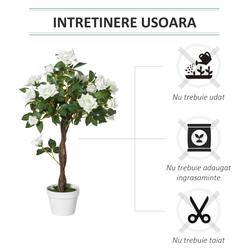 Outsunny arbore artificial, camelia, 21 de flori, 90 cm(m-4)