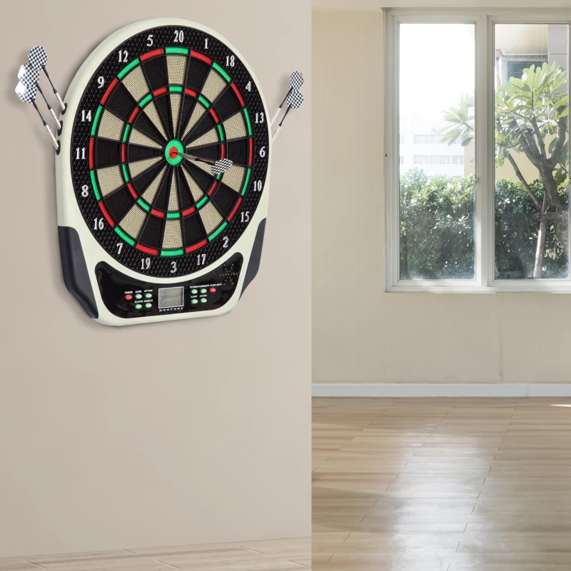 HOMCOM Dartbord elektronisch dartbord dart dartspel 6 darts 8 spelers