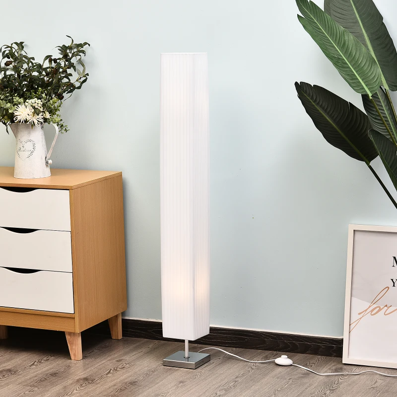 HOMCOM staande lamp stalicht stalamp vloerlamp E27 RVS 14x14x120 cm wit