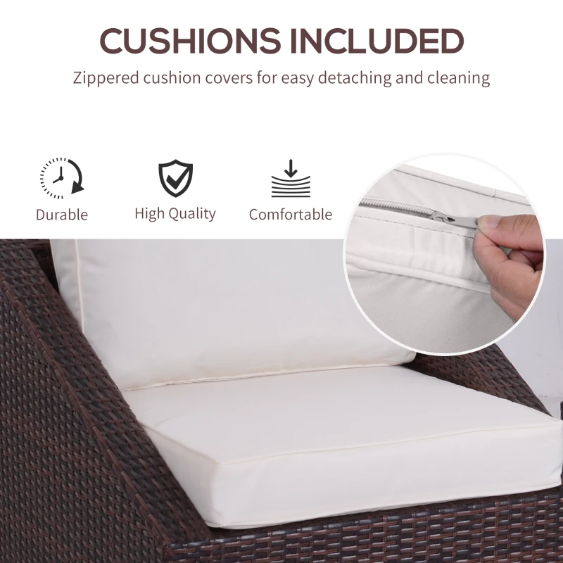 Outsunny set 3 piese mobilier de gradina din ratan PE, maro