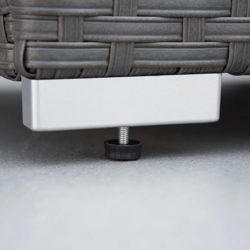 Outsunny 10PCs Garden Rattan Corner Dining Sofa Set 9-Seater Patio Furniture Set Glass Table Stools w/ Cushions & Pillow