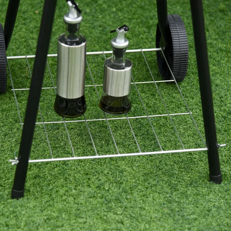 Outsunny barbecue reglabil, 67x51x82cm, negru si rosu