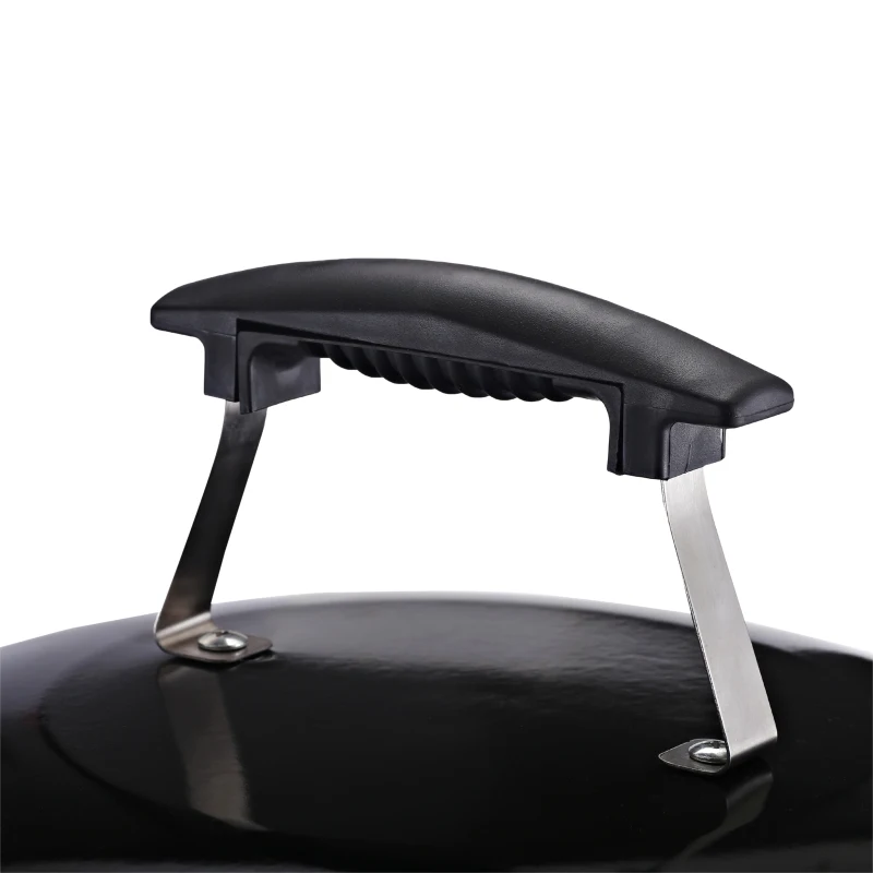 OutSunny Gratar Portabil din fonta cu 2 roti, 2 grile, Capac si Termometru 50x63x94cm