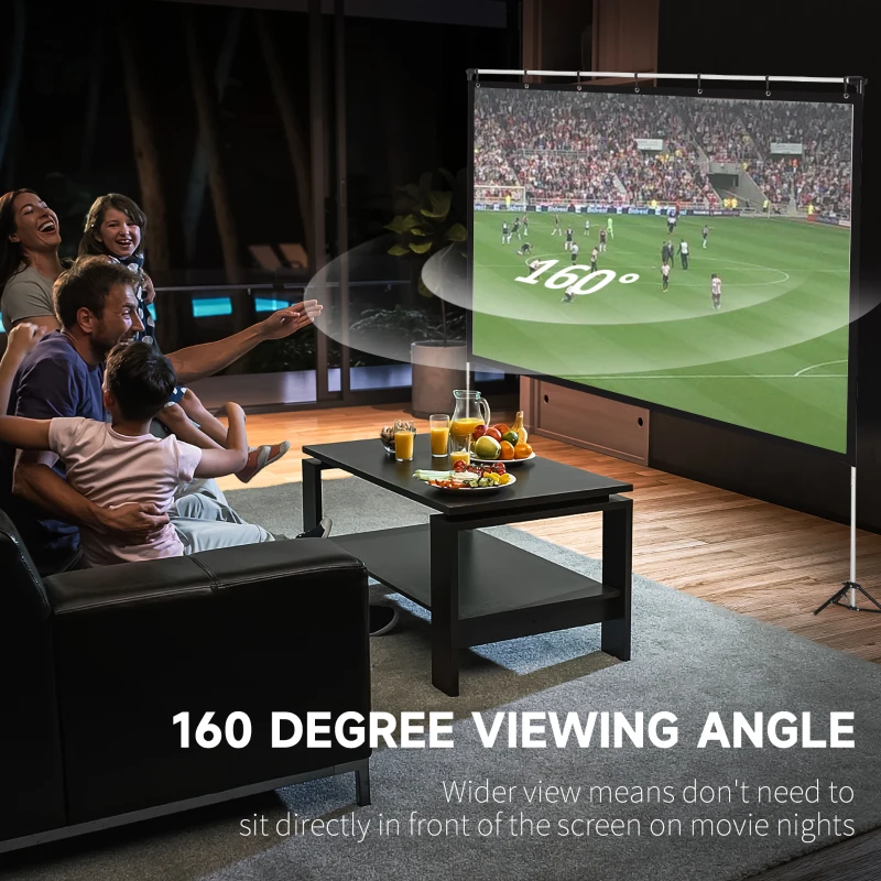 HOMCOM 100 inch Projector Screen and Stand, Portable Front & Rear Projection Screen, 4K HD 16:9 Screen for Outdoor and Indoor, Home Theater, Presentation