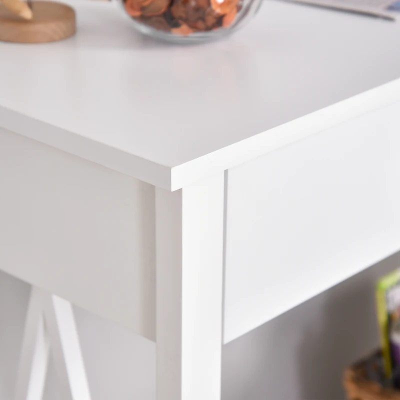 HOMCOM Mesa Auxiliar para la Entrada Con 2 Cajones y 1 Estante Inferior para Gran Espacio de Almacenaje para Muebles de Recibidor Tipo Consola Clásica Vintage 106x36x85cm Blanco