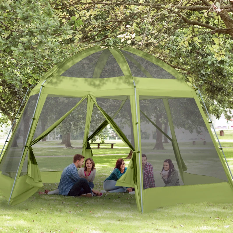 Outsunny Tenda da Campeggio per 6-8 Persone con Borsa, Funi e Picchetti, 493x493x240cm