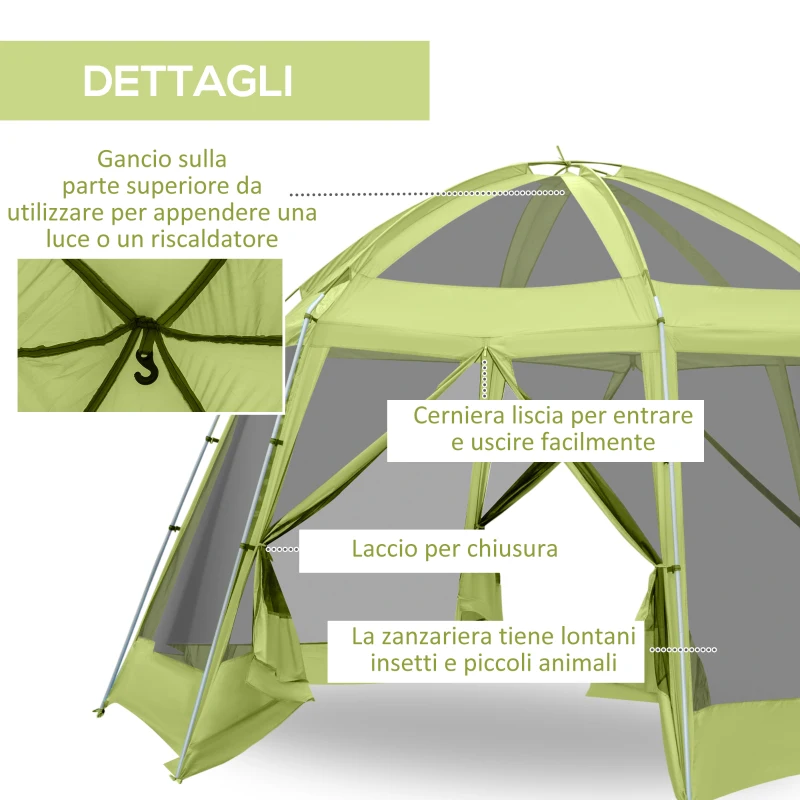 Outsunny Tenda da Campeggio per 6-8 Persone con Borsa, Funi e Picchetti, 493x493x240cm