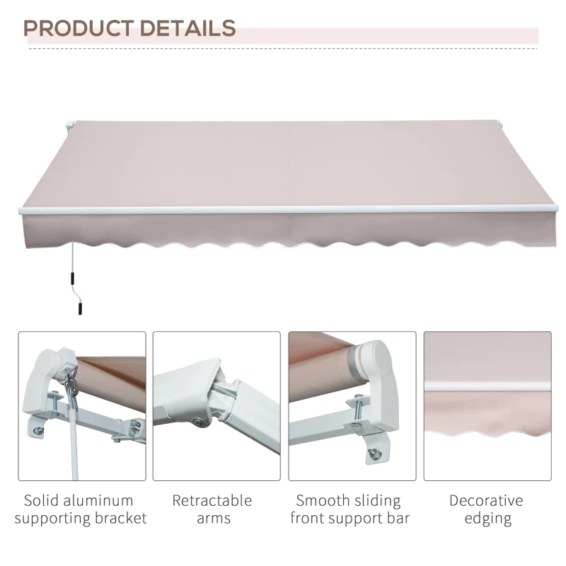 Outsunny Window Awning Canopy Garden Shelter w/ Hand Crank (3 x 2m, Coffee) Outdoor Door Wall Mounted Yard Patio Cover