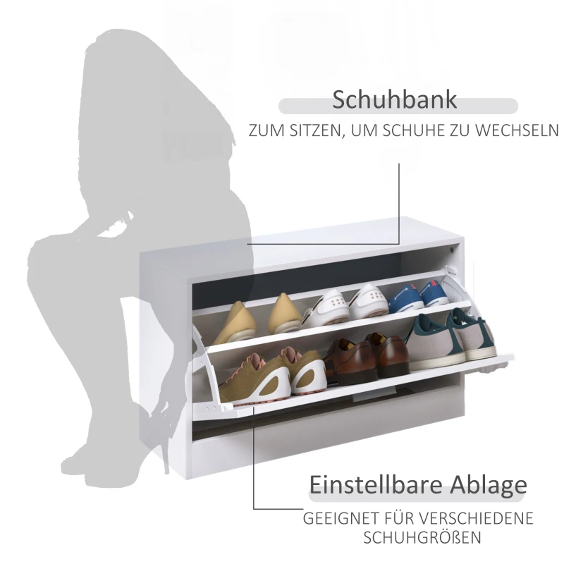 HOMCOM 3-delige garderobeset, schoenenkast, wandspiegel, garderobe, hal 2 kleuren