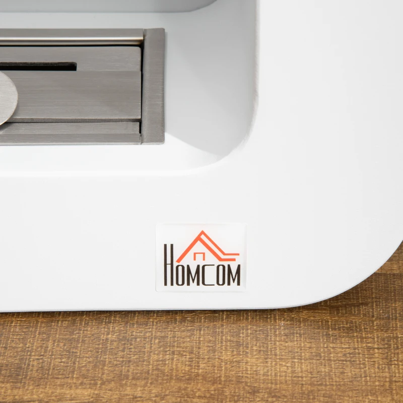 HOMCOM Ethanol-Kamin Bio-Ethanol-Brenner Feuerschale 1L 2,5 Std. Brenndauer 20m² Wandkamin mit Feuerlöschdeckel aus Edelstahl Metall Weiß 48 x 18 x 48 cm