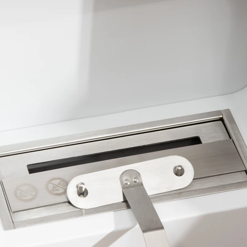 HOMCOM Ethanol-Kamin Bio-Ethanol-Brenner Feuerschale 1L 2,5 Std. Brenndauer 20m² Wandkamin mit Feuerlöschdeckel aus Edelstahl Metall Weiß 48 x 18 x 48 cm