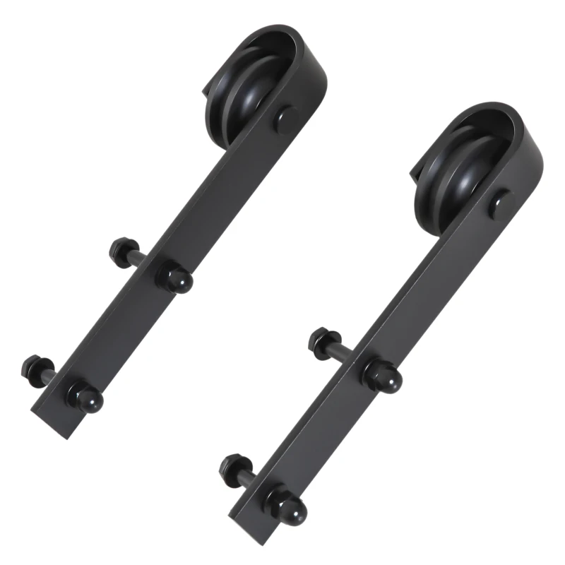 HOMCOM kit sina pentru usi glisante, 200x4x0.6 cm, negru