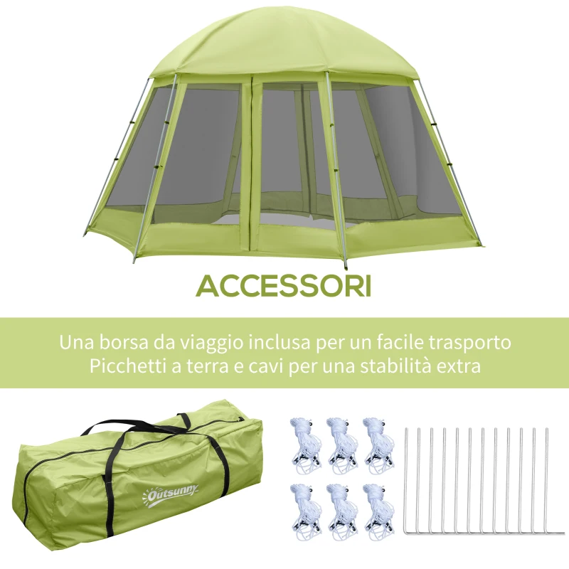 Outsunny Tenda da Campeggio per 6-8 Persone con Borsa, Funi e Picchetti, 493x493x240cm