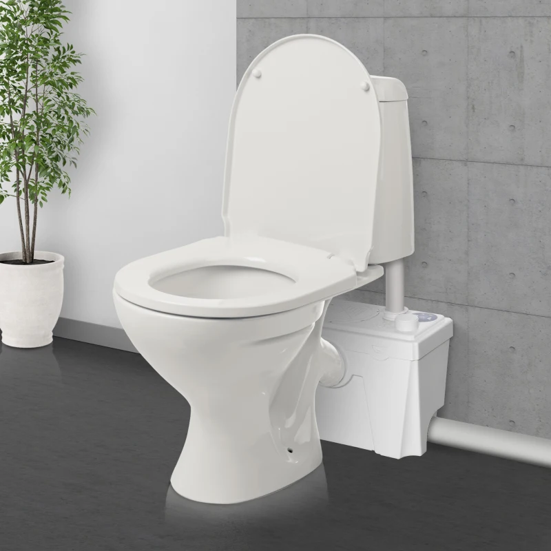 HOMCOM Bomba Trituradora Sanitário de Água Residual com 500 W e 4 Entradas para Casa de Banho Cozinha 40x17,5x28 cm Branco